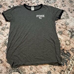 Gray ringer PINK tee